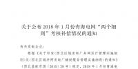 2018年1月份青海電網(wǎng)“兩個細則”考核結(jié)果：11家風(fēng)電場全部為零
